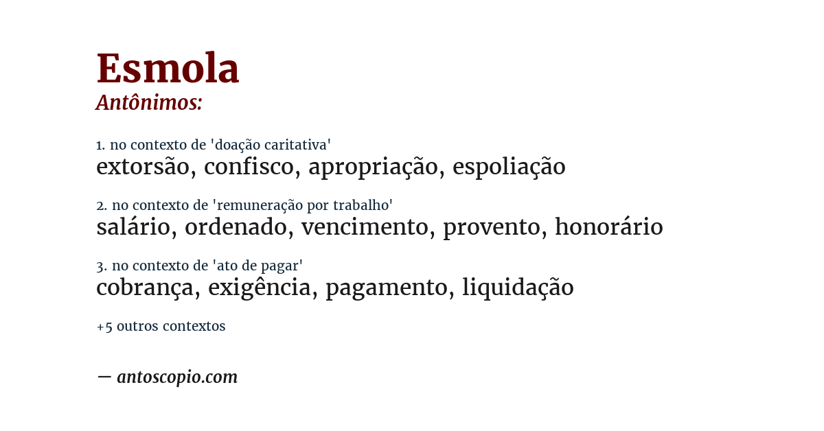 Antônimo de esmola