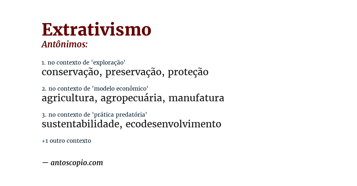 Antônimo de extrativismo