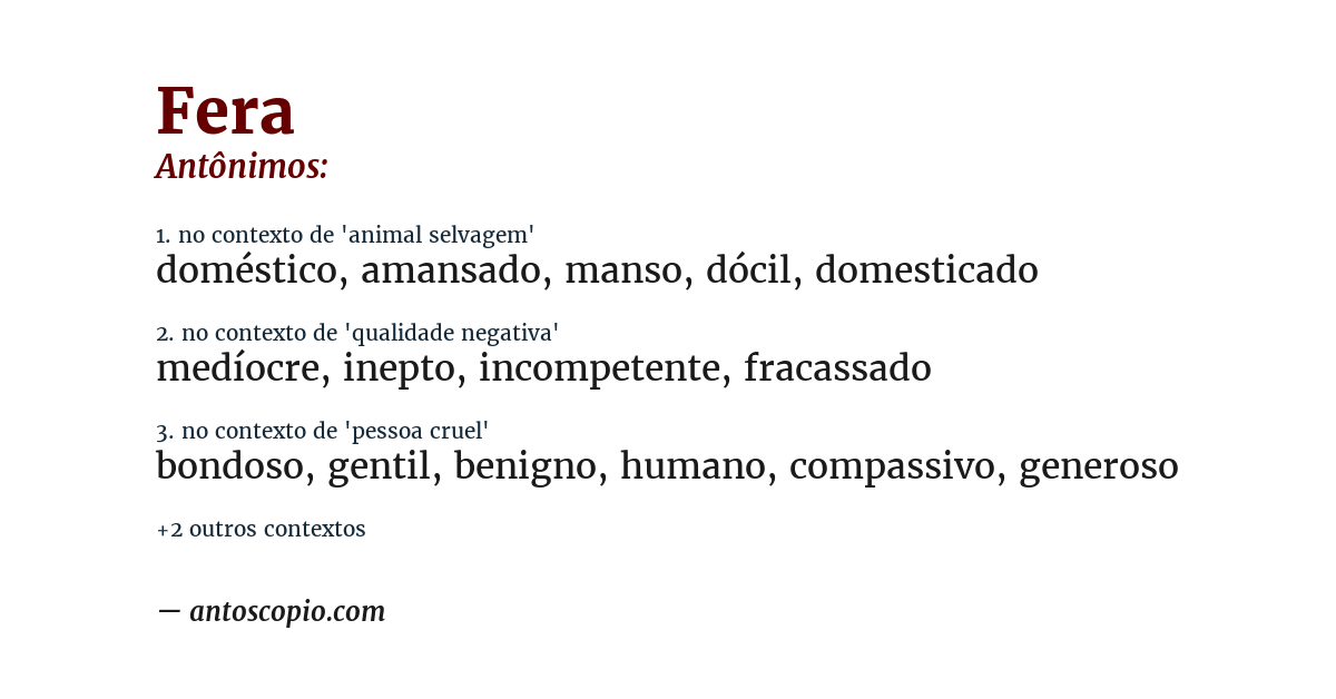 Antônimo de fera