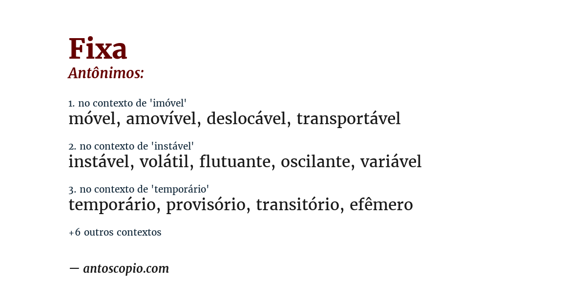 Antônimo de fixa