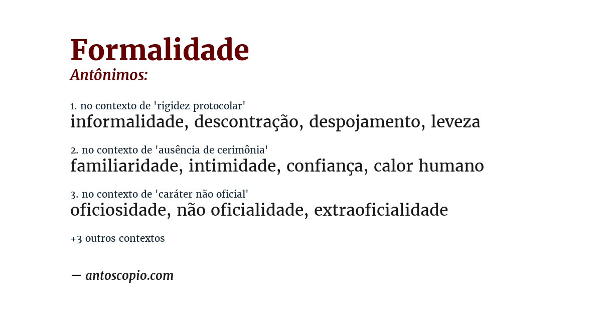 Antônimo de formalidade