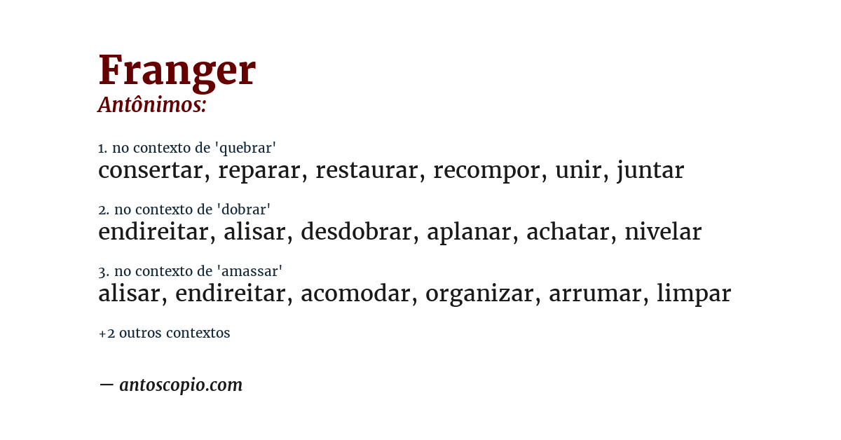 Antônimo de franger