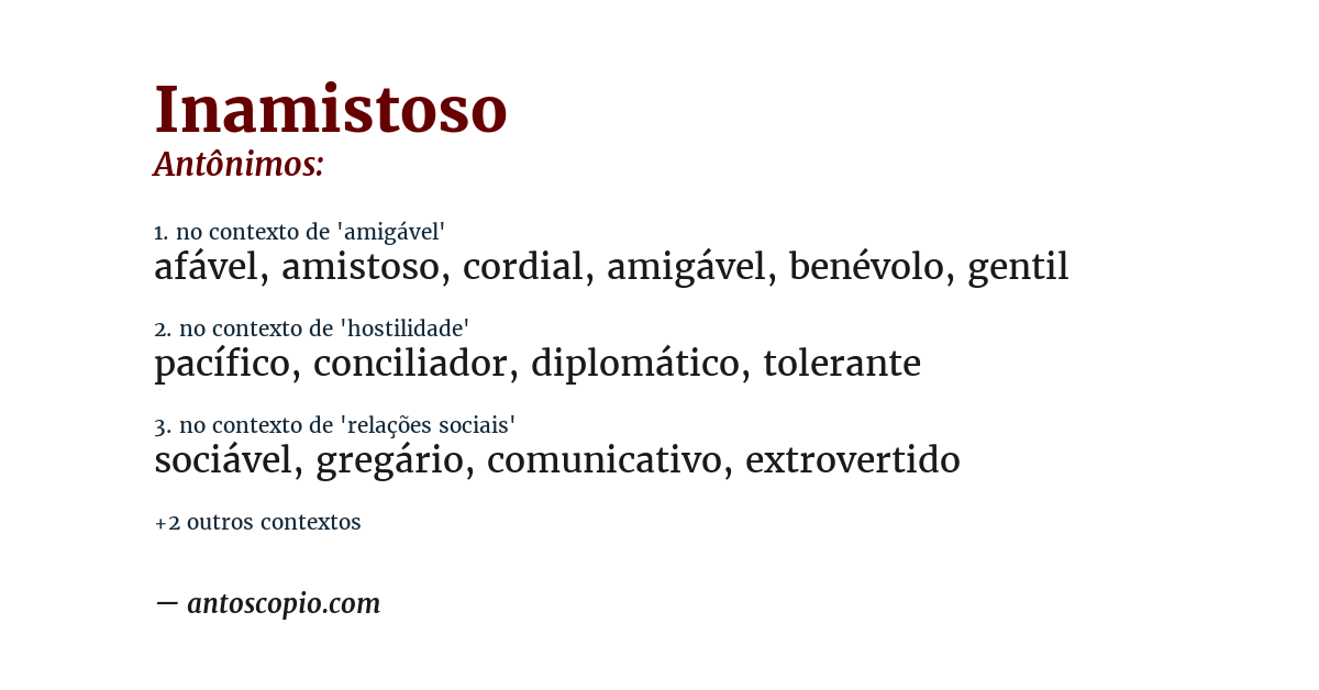 Antônimo de inamistoso