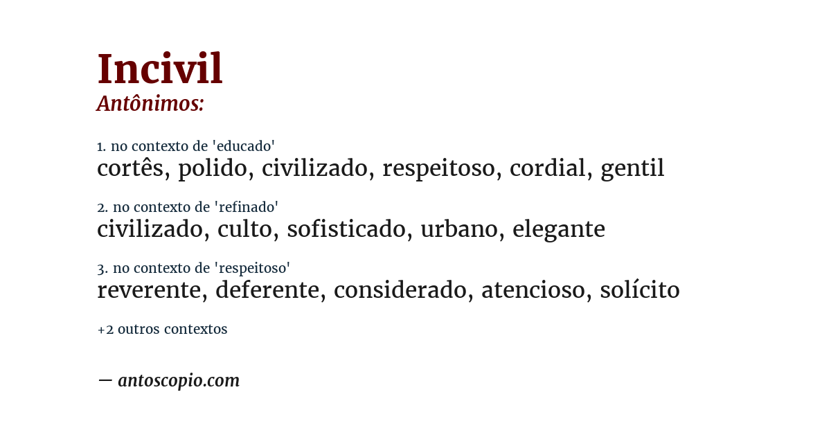 Antônimo de incivil
