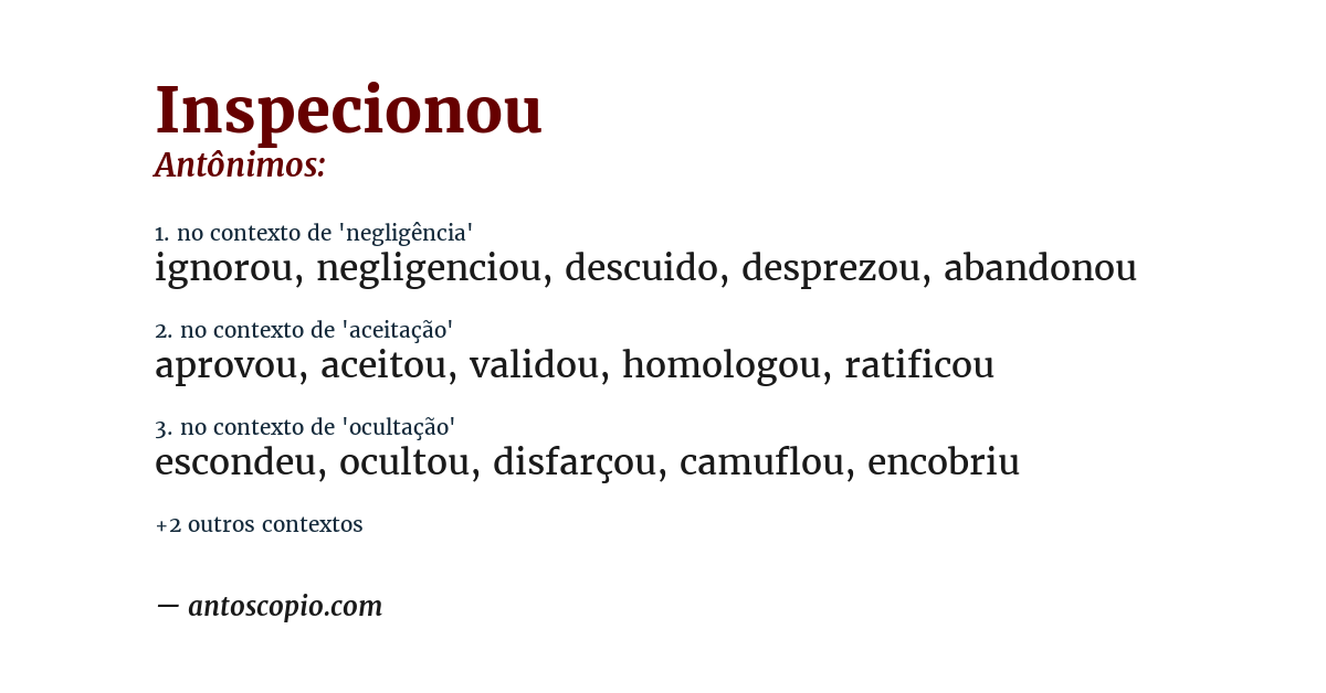 Antônimo de inspecionou