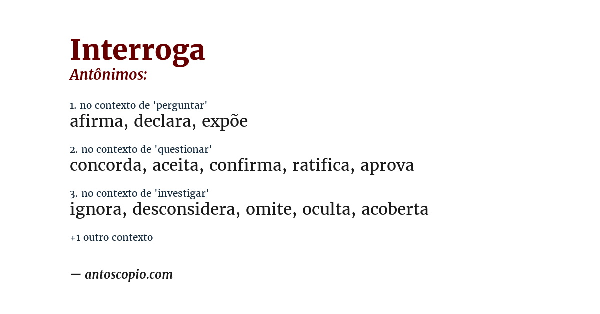 Antônimo de interroga