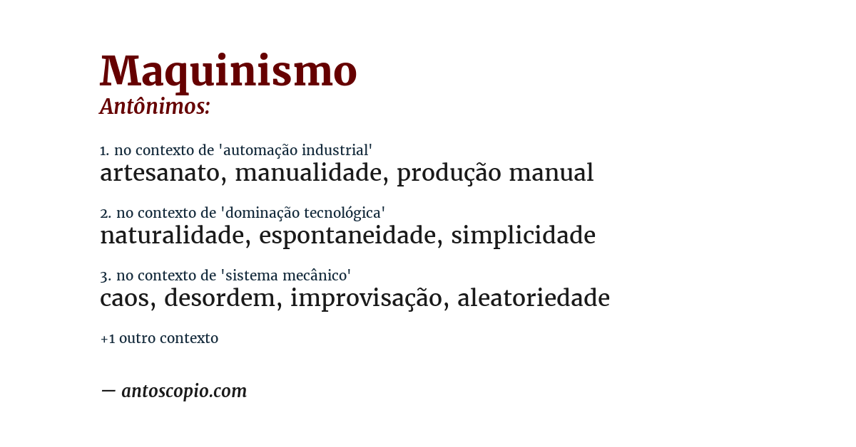 Antônimo de maquinismo