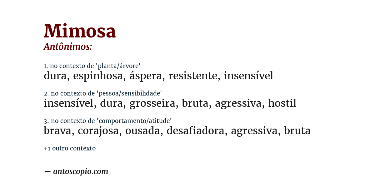 Antônimo de mimosa