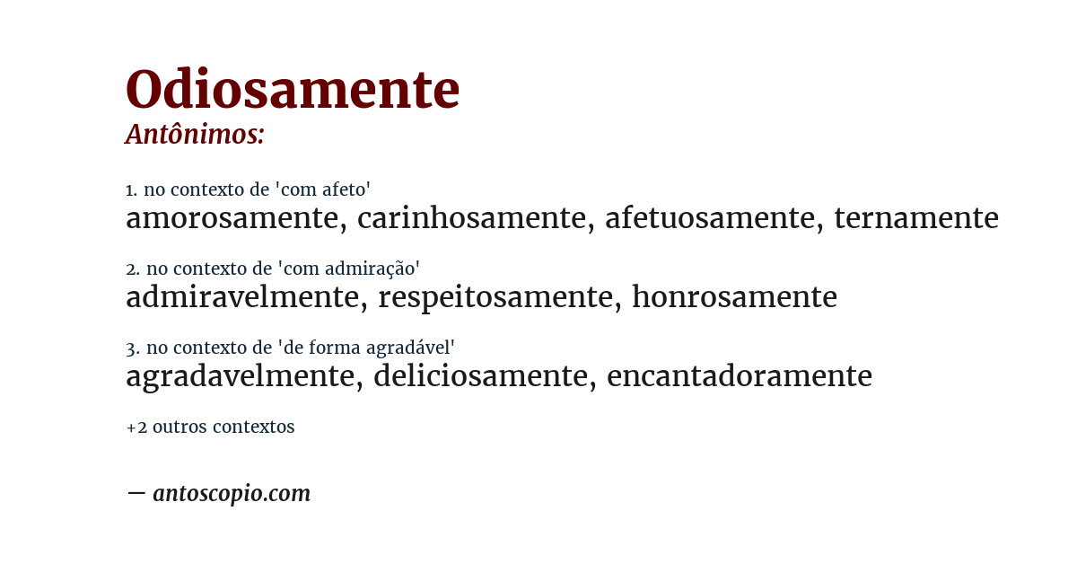 Antônimo de odiosamente