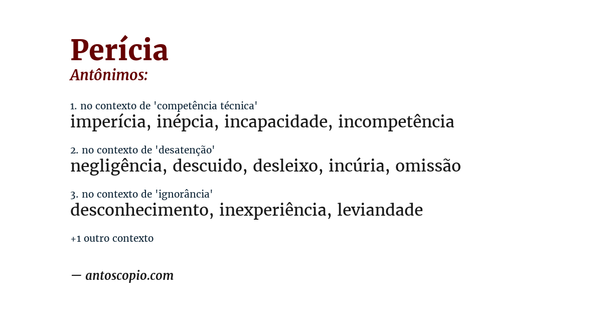 Antônimo de perícia