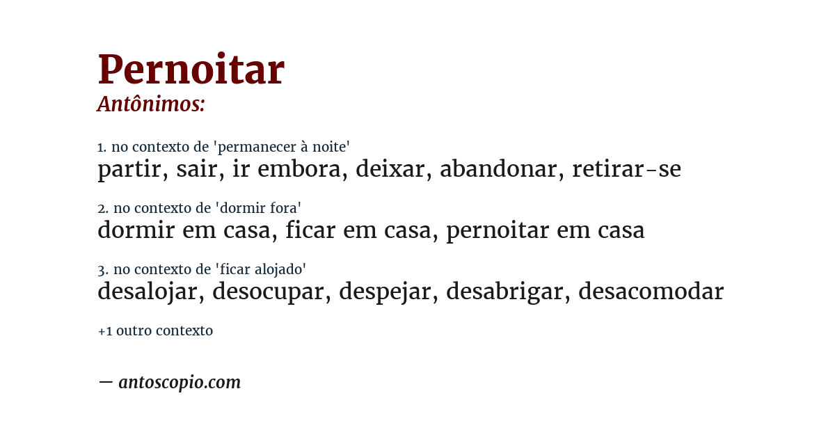 Antônimo de pernoitar