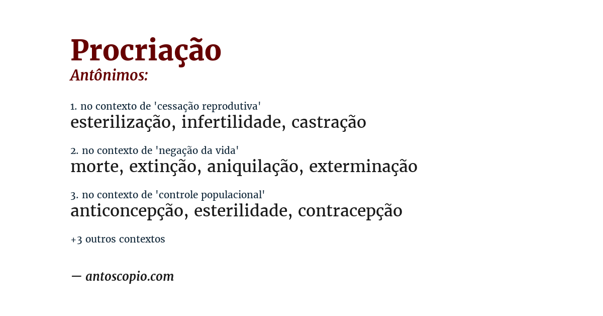 Antônimo de procriação