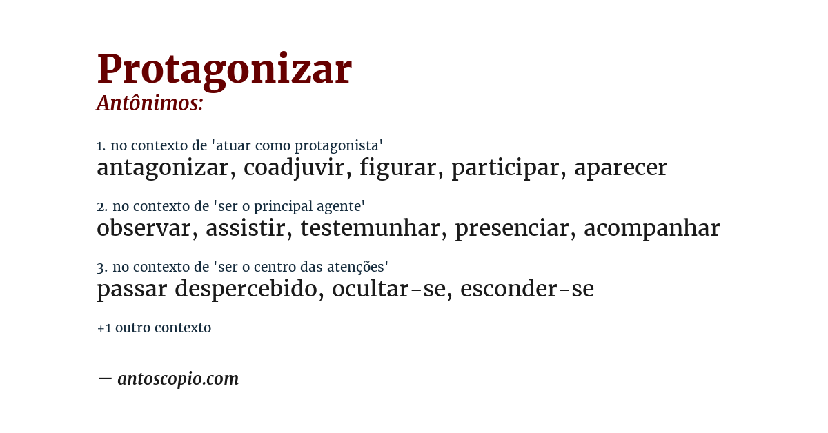 Antônimo de protagonizar