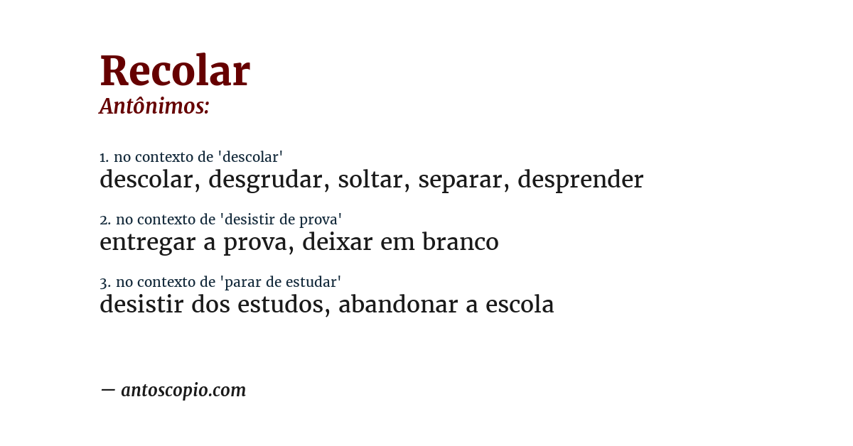 Antônimo de recolar