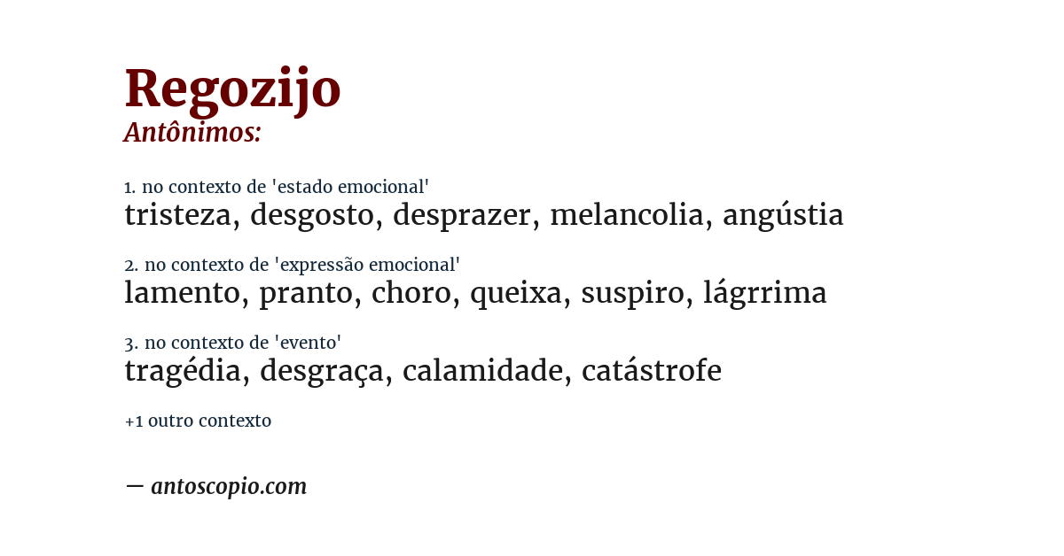 Antônimo de regozijo