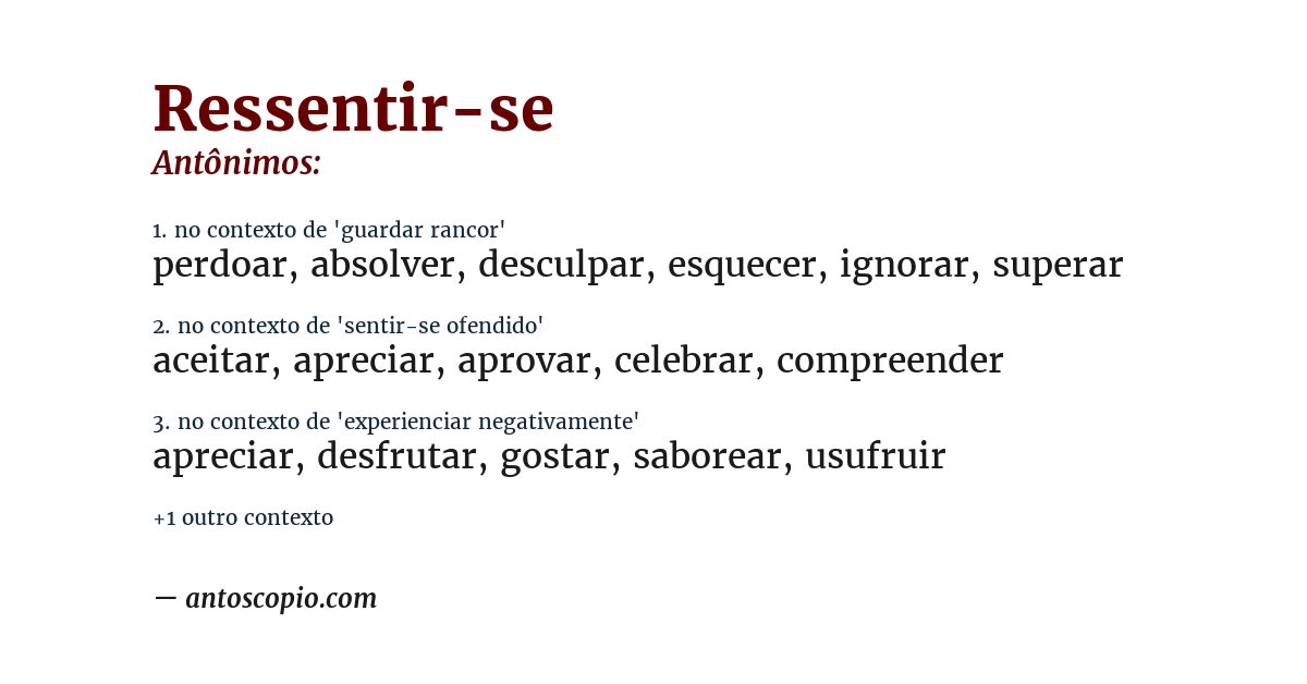 Antônimo de ressentir-se
