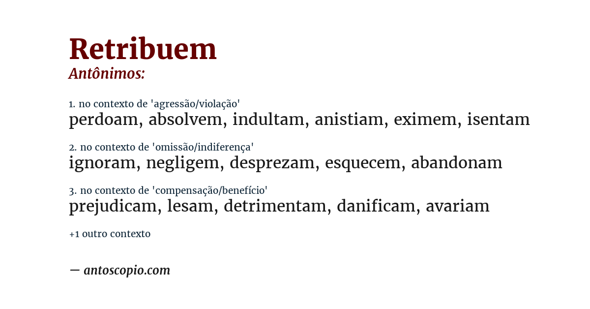 Antônimo de retribuem