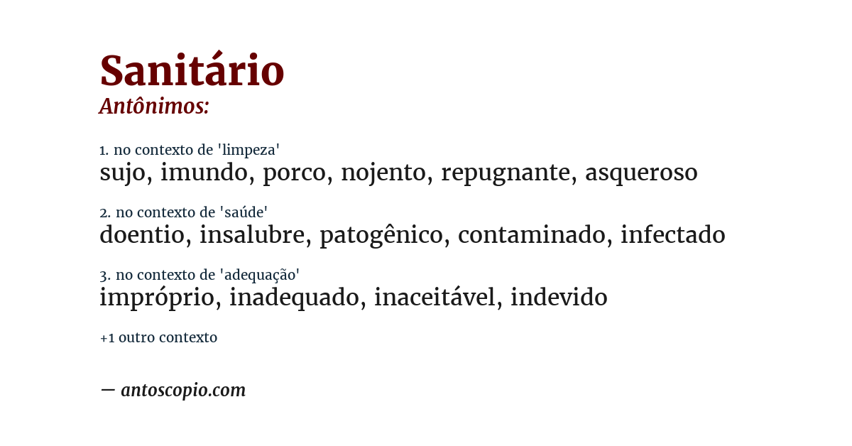 Antônimo de sanitário