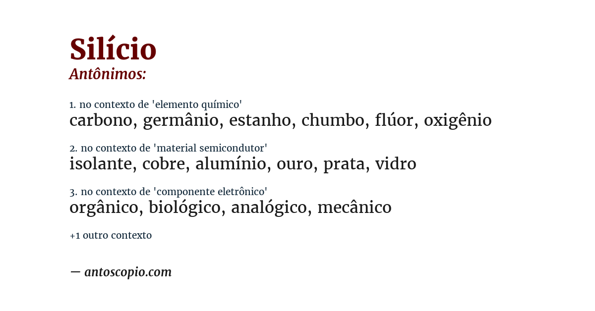 Antônimo de silício