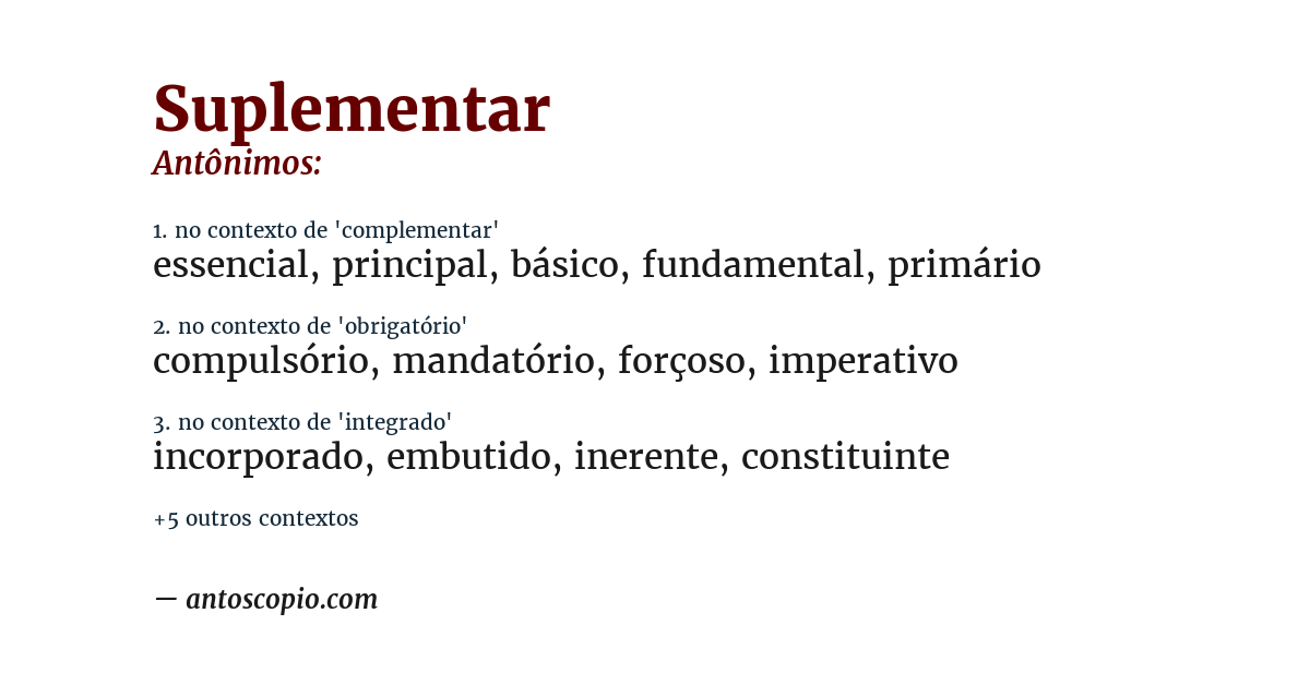 Antônimo de suplementar