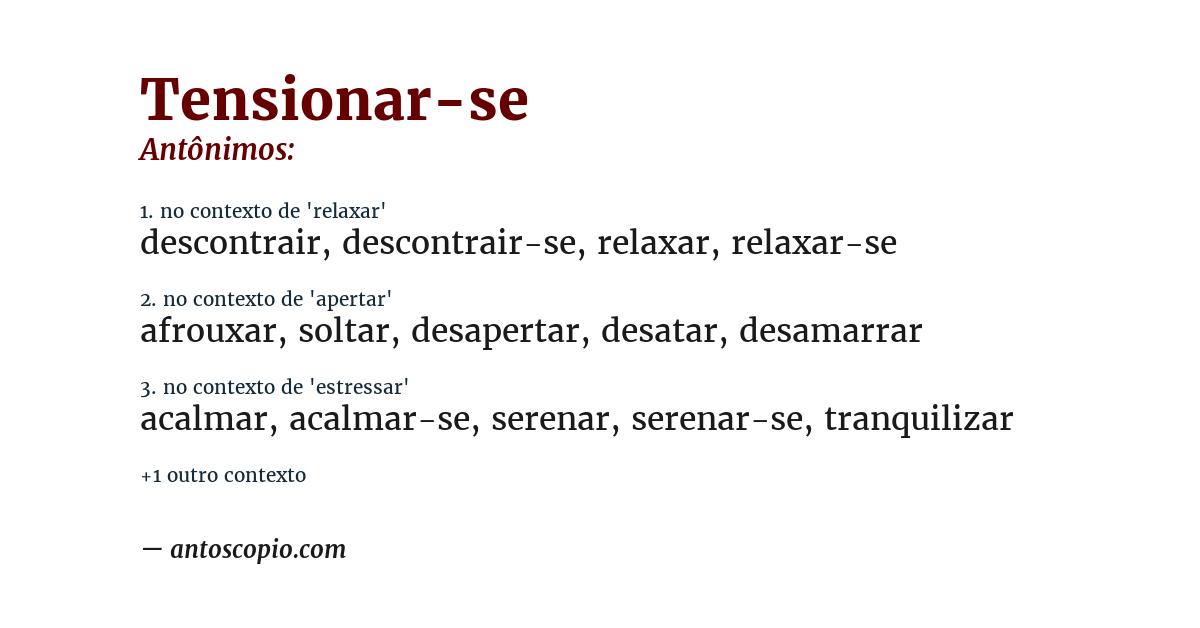 Antônimo de tensionar-se