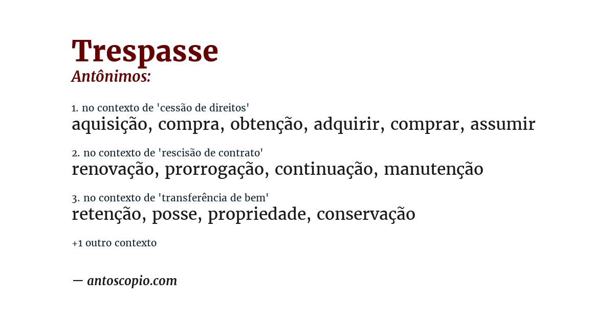Antônimo de trespasse