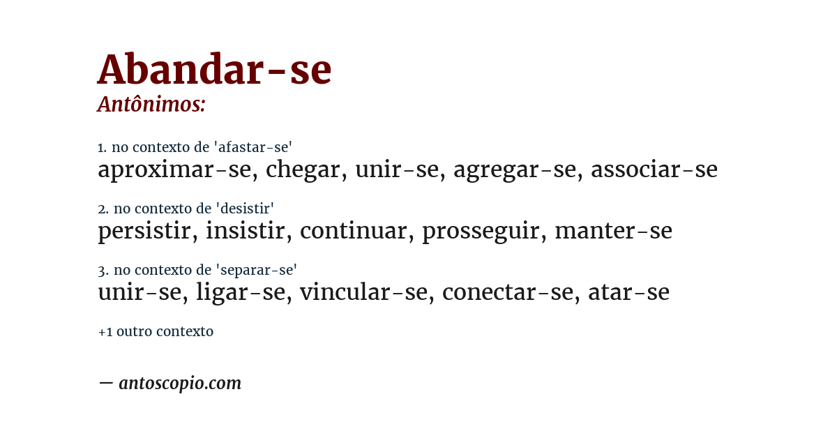 Antônimo de abandar-se
