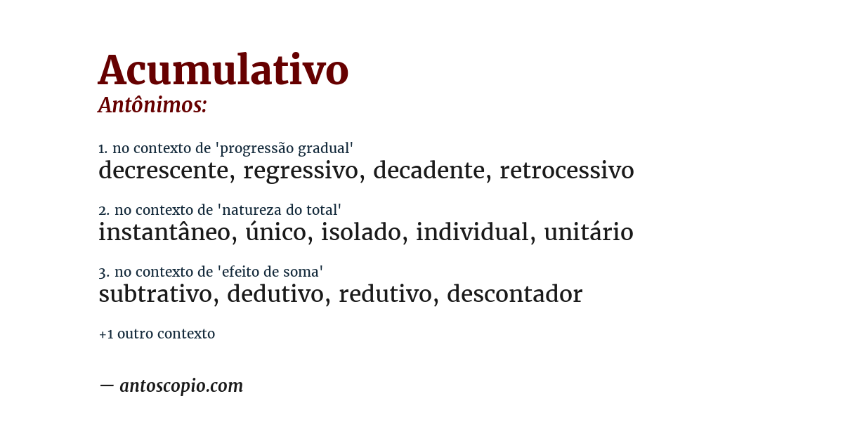 Antônimo de acumulativo