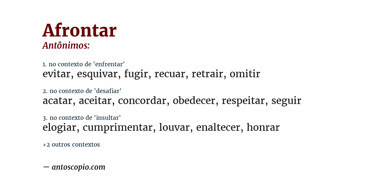Antônimo de afrontar