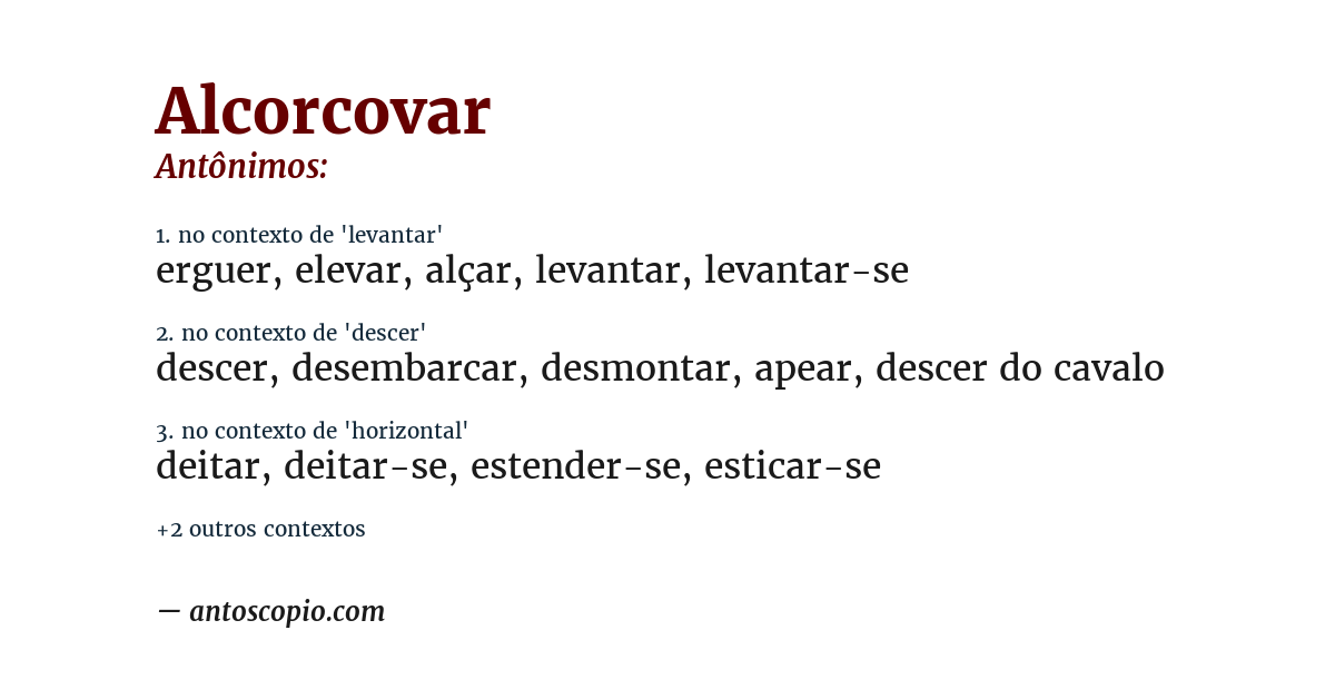 Antônimo de alcorcovar