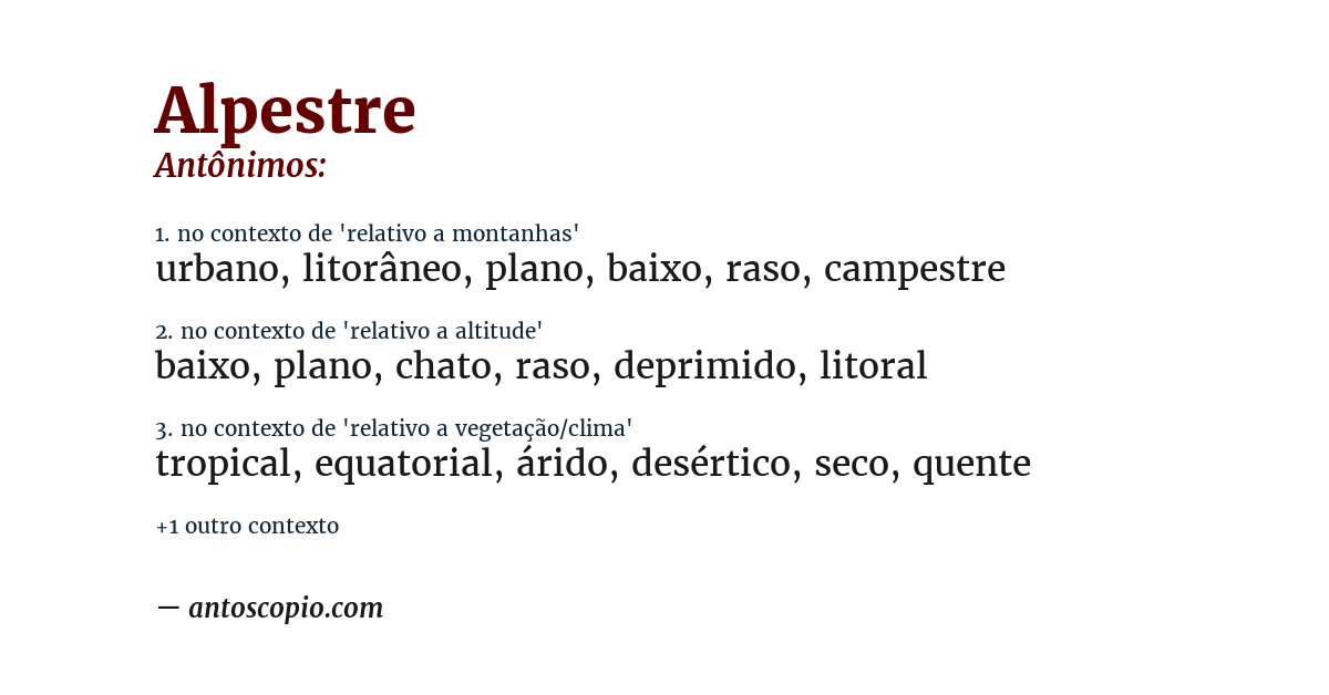 Antônimo de alpestre