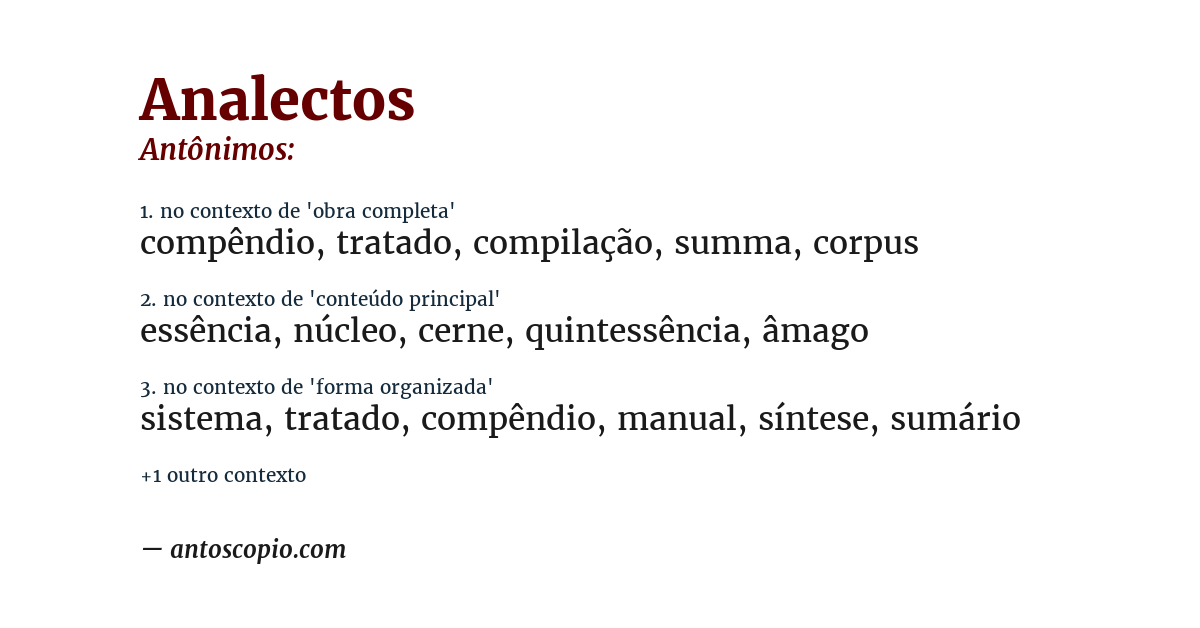 Antônimo de analectos