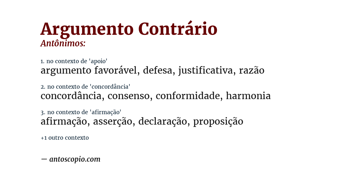 Antônimo de argumento contrário