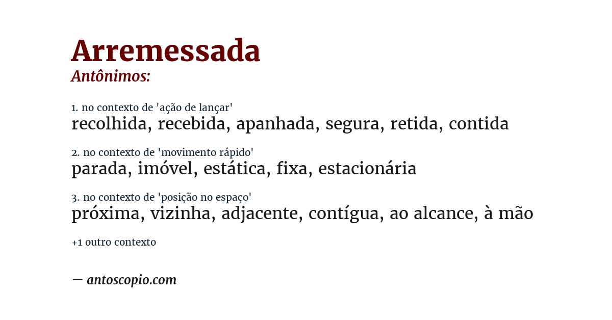 Antônimo de arremessada