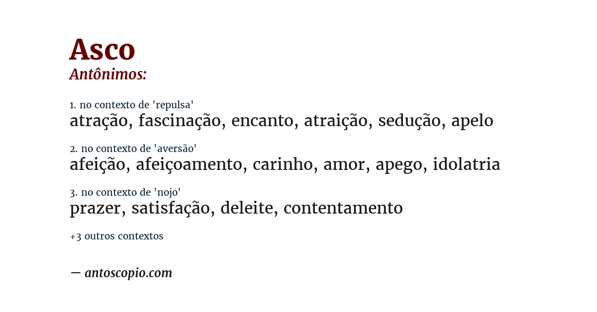 Antônimo de asco