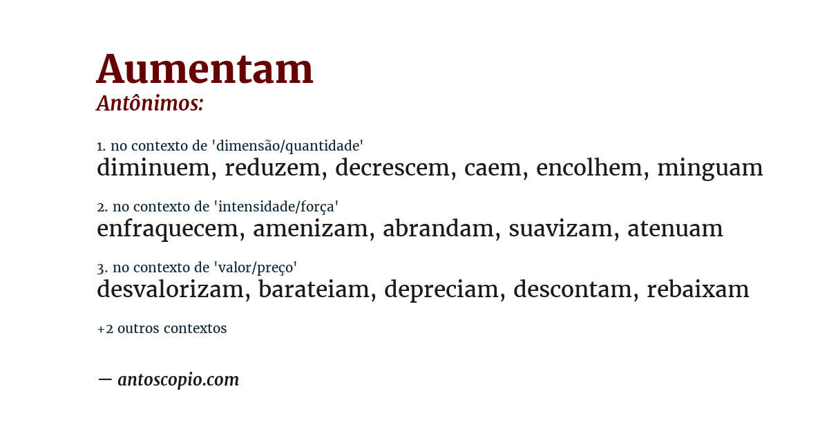 Antônimo de aumentam