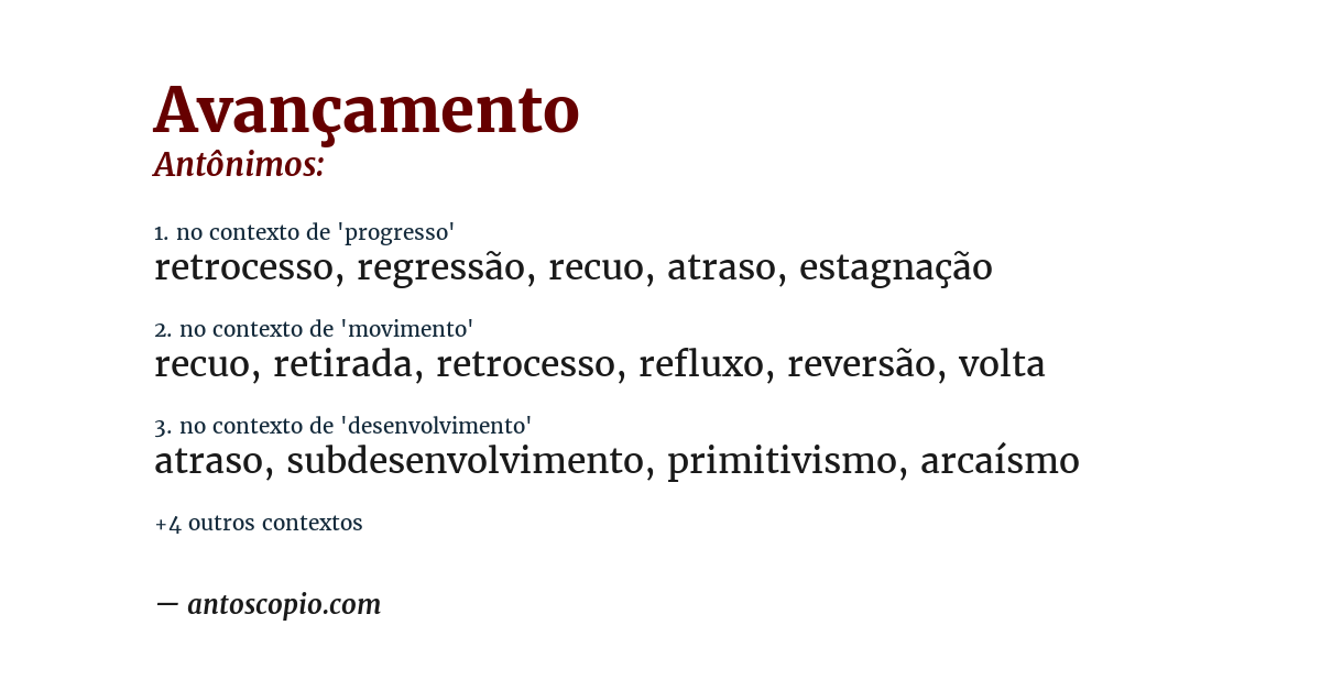 Antônimo de avançamento