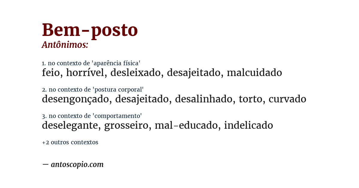 Antônimo de bem-posto