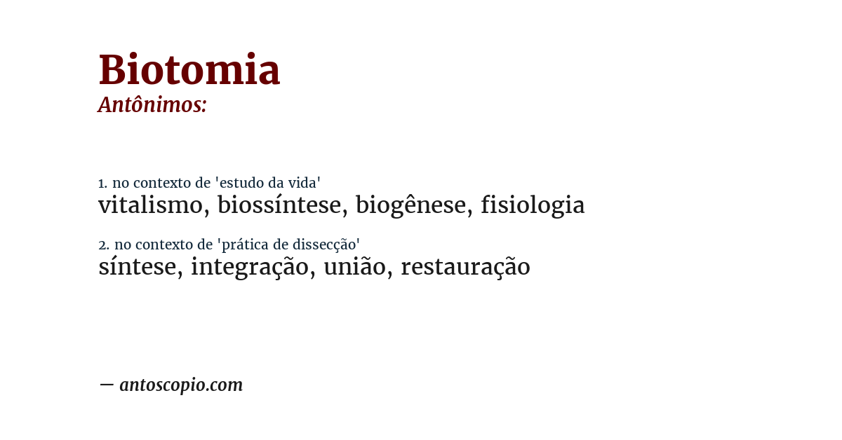 Antônimo de biotomia