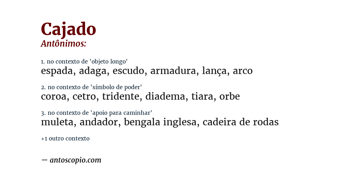 Antônimo de cajado