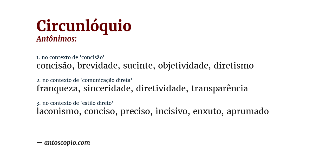 Antônimo de circunlóquio
