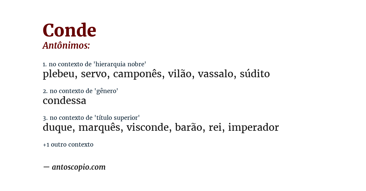 Antônimo de conde