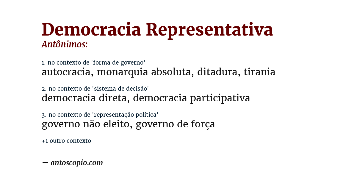 Antônimo de democracia representativa