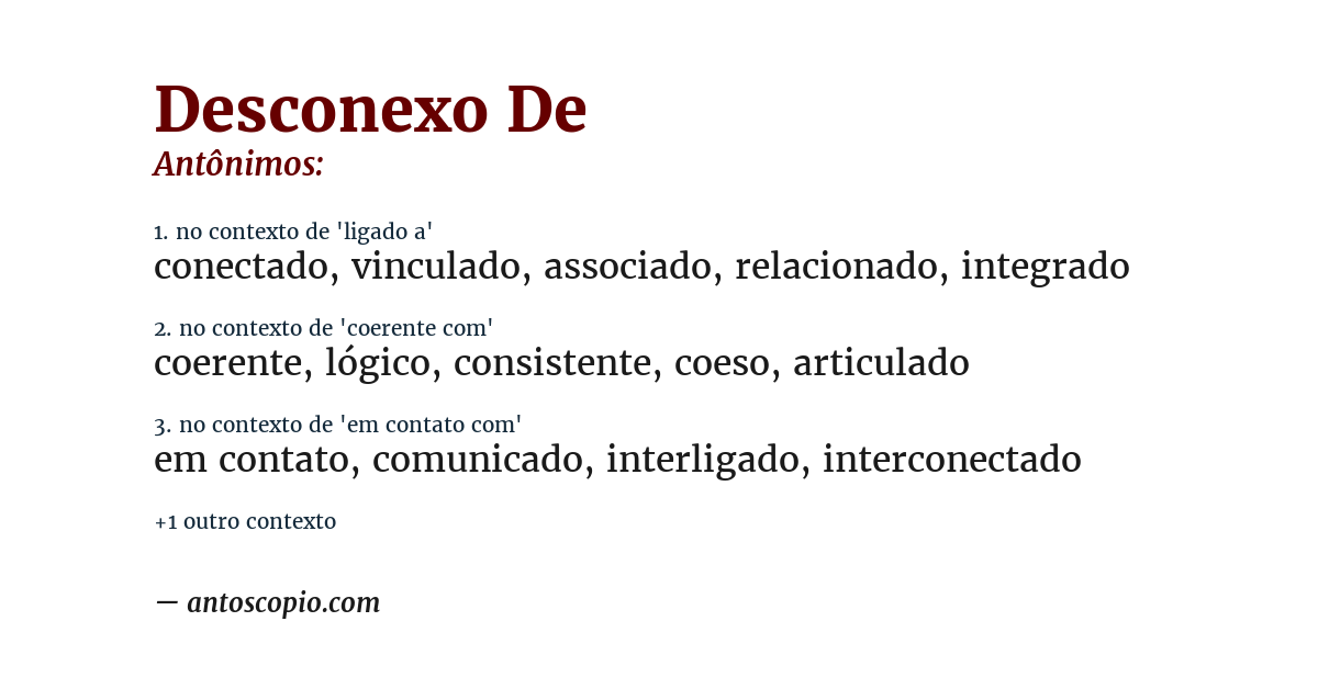 Antônimo de desconexo de