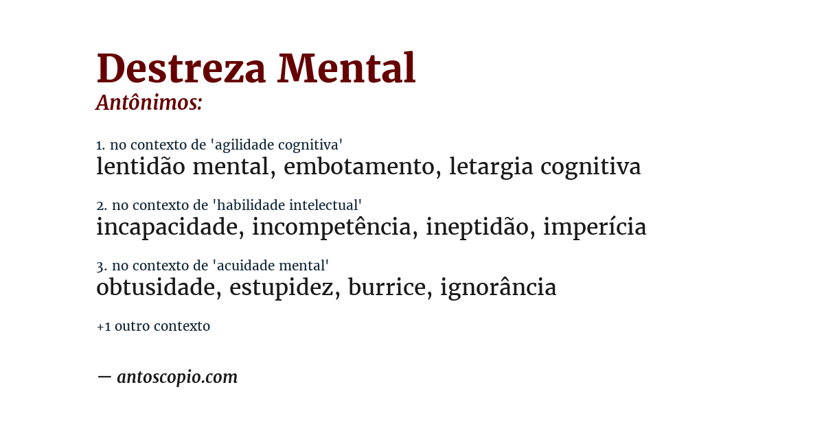 Antônimo de destreza mental