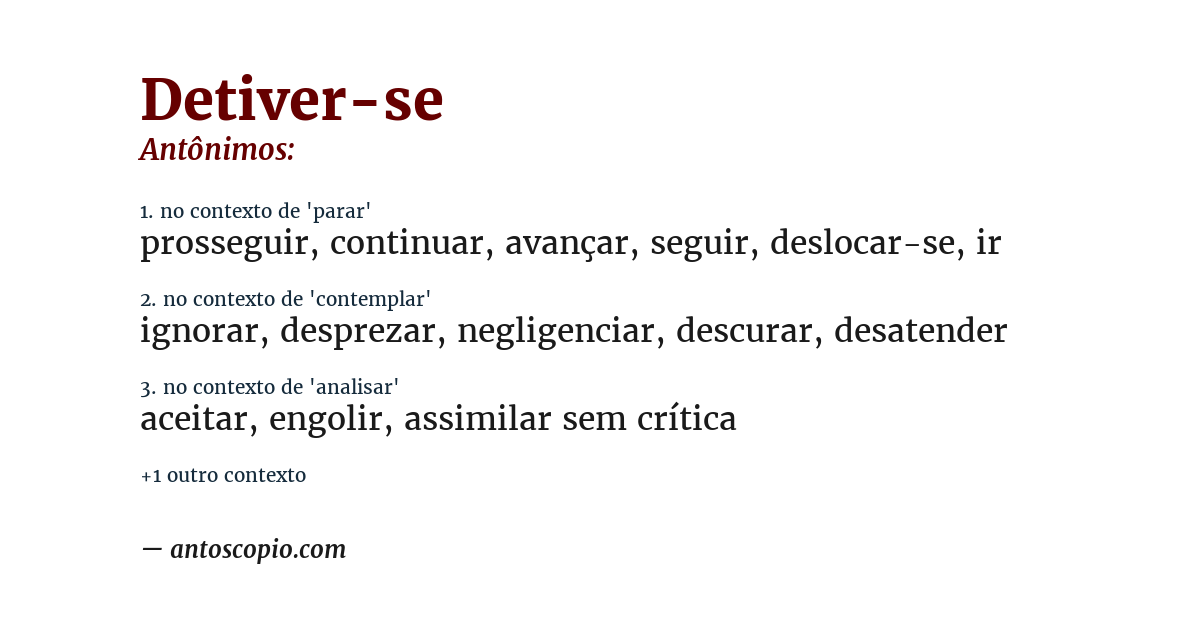 Antônimo de detiver-se