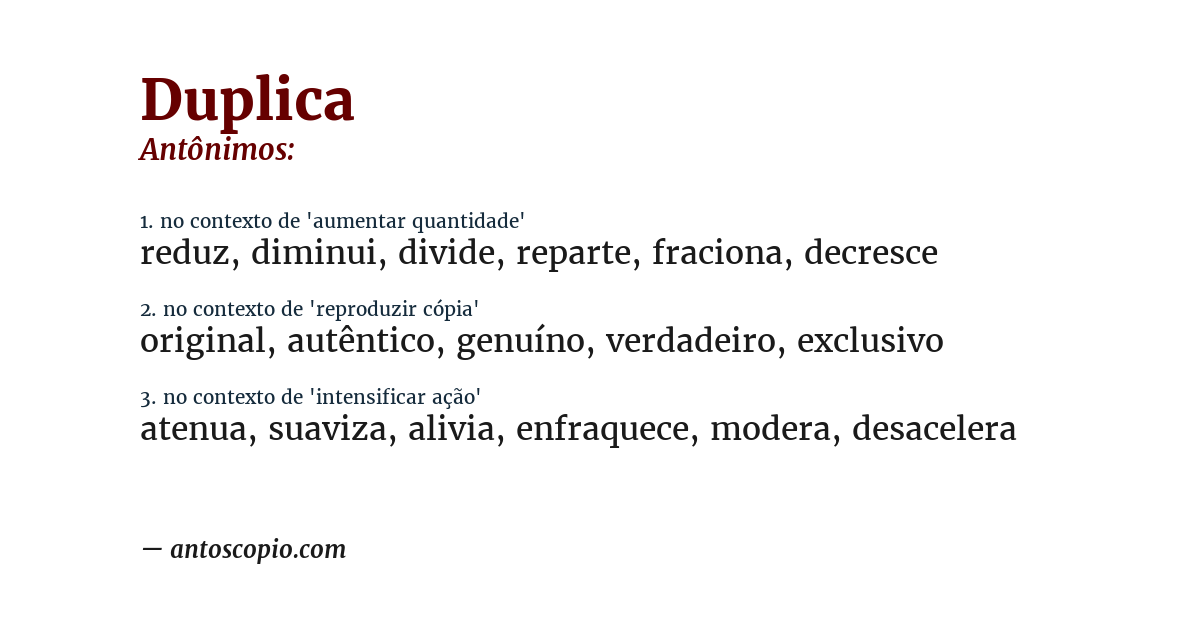 Antônimo de duplica