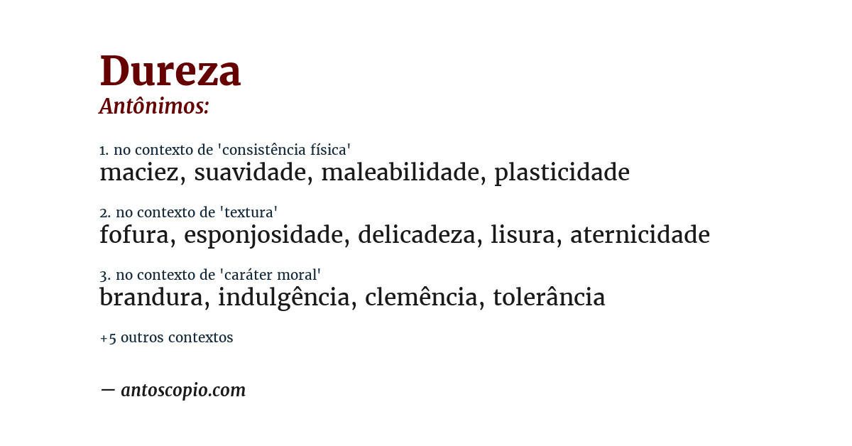 Antônimo de dureza