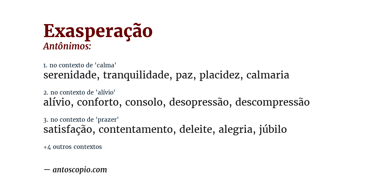 Antônimo de exasperação