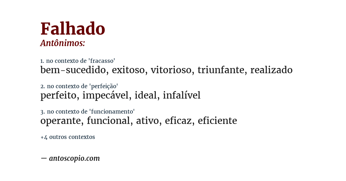 Antônimo de falhado